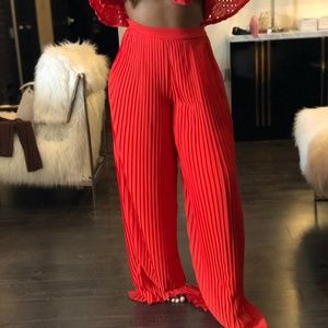 Pleated Wide Leg Trousers